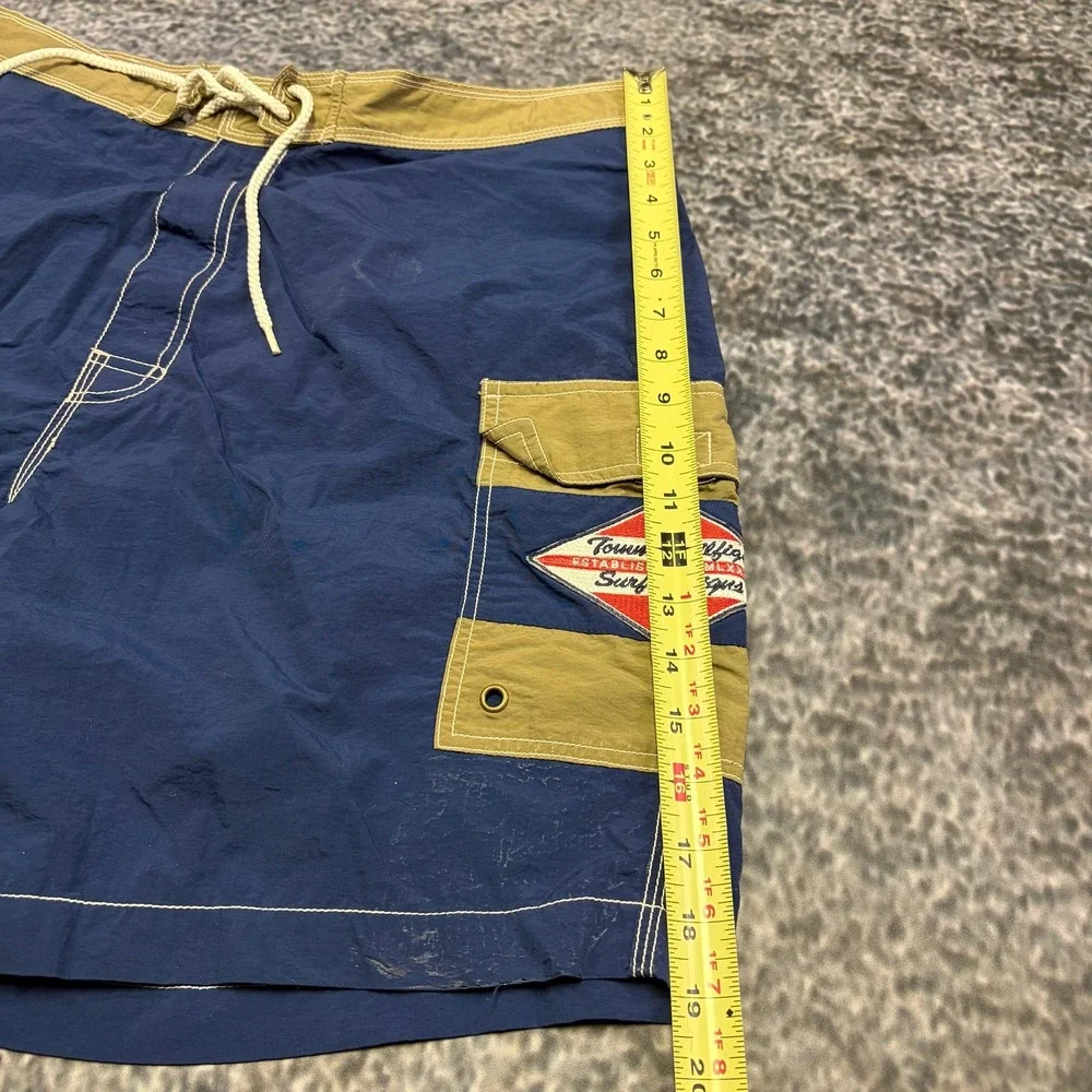 VTG Tommy‎ Hilfiger Board Shorts Mens Large Blue Surf Designs Skater 90s Y2K